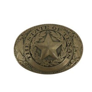 Tony Lama The State of Texas Brass Tony Western Belt Buckle